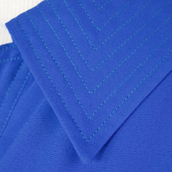 Vintage I. Magnin Blue Long Sleeve Midi Shirt Dress Jewel Buttons Woman's Size L - Picture 9 of 16